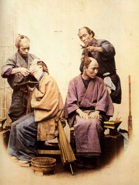 Felice beato borbély üzlet yokohamában 1862 körül Felice beato borbély üzlet yokohamában 1862 körül